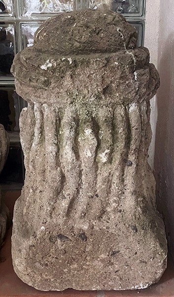 Church storage, stone carving, head of Christ, back - San Juan de Dios