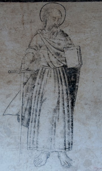 Upper cloister walk mural, St. Paul - San Miguel Arcángel
