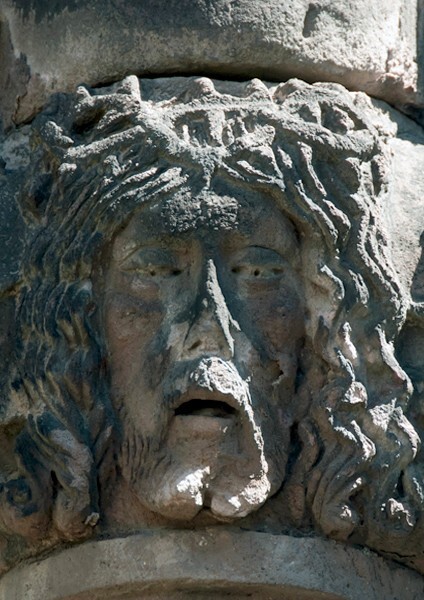 San Pedro Apóstol, atrial cross, front crossing, face of Christ - Tlalpan