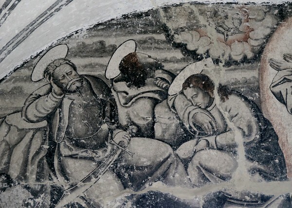 Second story convento, lunette mural detail - San Nicolás de Tolentino, convento