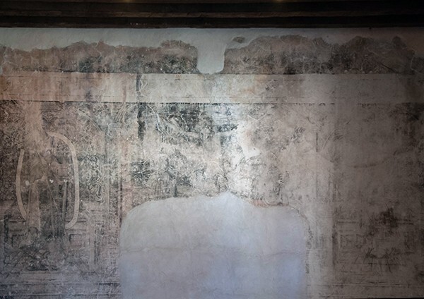 Refectory mural, Crucifixion - San Andrés, grisaille murals: baptistry, sala profundis & refectory