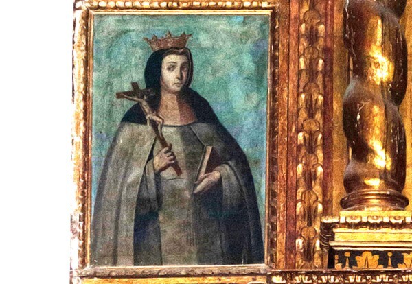 Huejotzingo, Puebla, San Diego, high altar painting - St. Helena & the True Cross