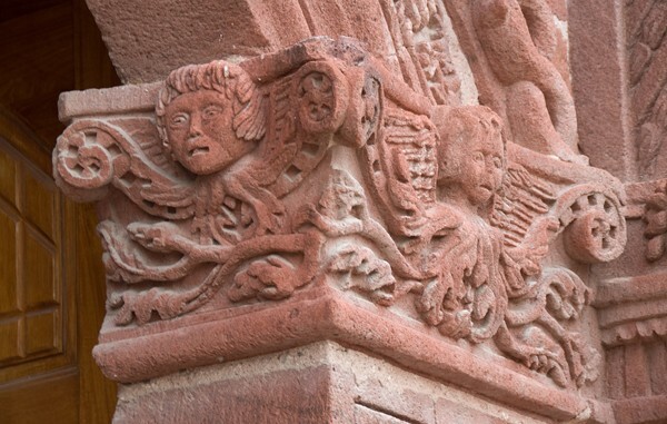 Façade portal, pilaster capital (inner right) - San Francisco & capilla abierta