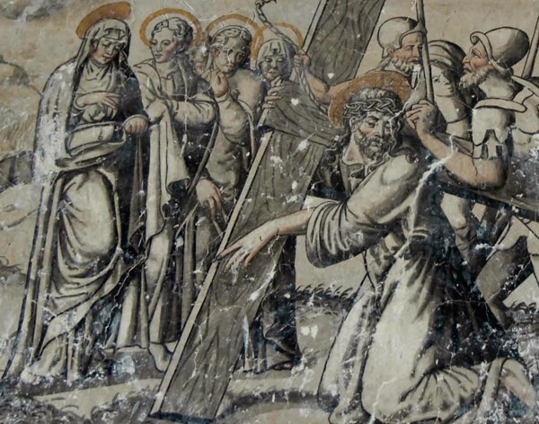 Testera lunette, mural detail - Upper cloister walk