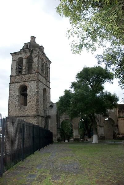 Separate bell-tower - La Asunción de Nuestra Señora, atrio, portería, and nave & choir ceilings