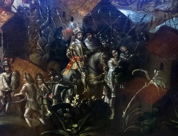 The Conquest of Mexico, detail - Biombo de la Conquista