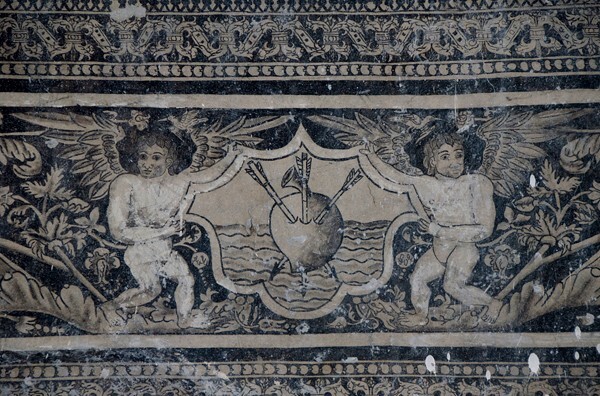 Refectory frieze mural, Augustinian insignia - Nave, sotocoro & refectory