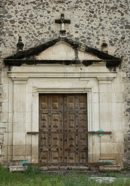 West portal - Façade, exterior buttressing, lateral portal, open & posa chapels, atrio & cross