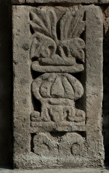 San Lorenzo, façade portal, alfiz base relief (left) - Totolinga, México