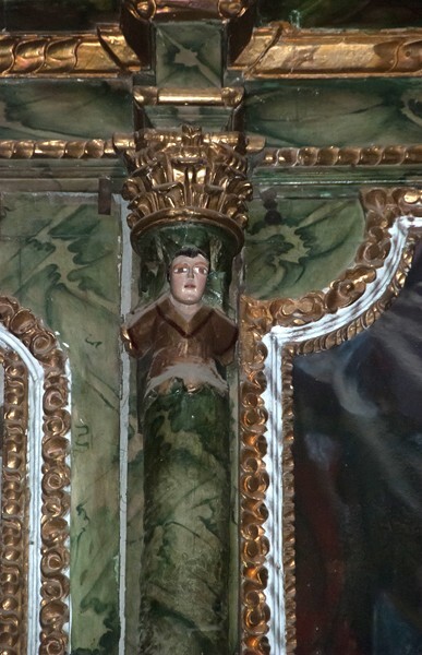 San Salvador, S transept, Coronation of the Virgin altar, detail - San Salvador el Seco, Puebla