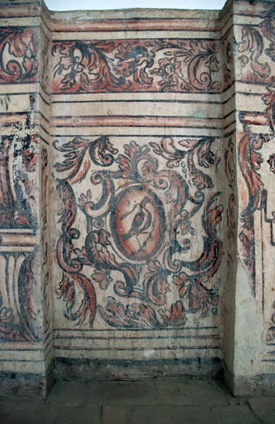 San Francisco, nave wall, grotesque mural - Tepeyanco, Tlaxcala