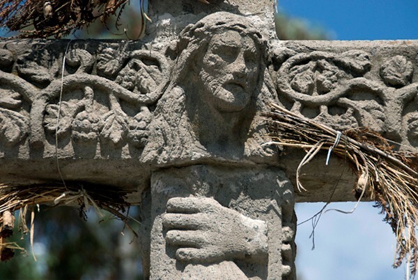 San Pedro Apóstol, atrial cross, front crossing - San Pedro Xalostoc, México