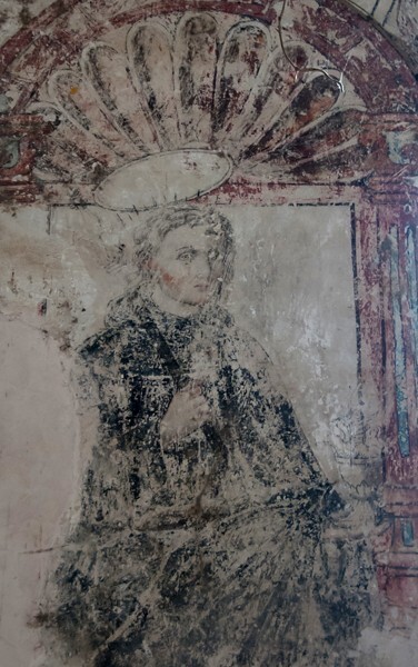 Cloister walk pillar mural, St. Catherine of Siena - San Juan Bautista, nave, cloister & sala de profundis