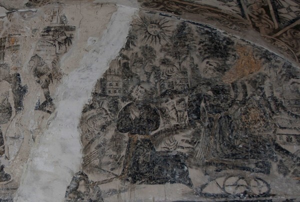 Refectory lunette mural, detail (right) - Nave, sotocoro & refectory