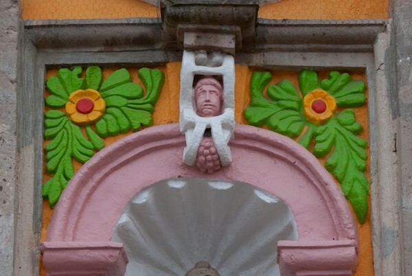 San Mateo, façade, lower tier sculpture niche frame - Chignautla, Puebla
