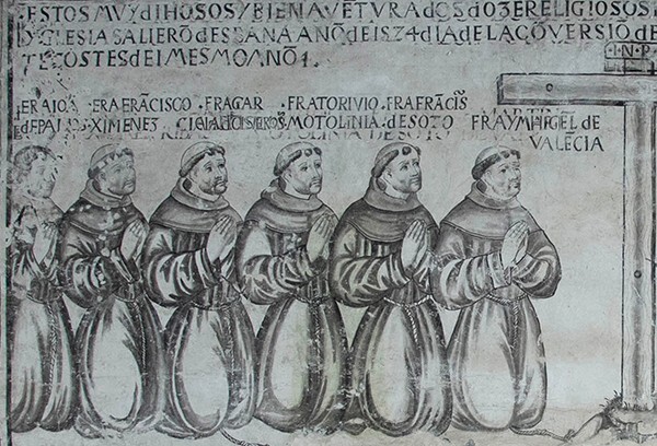 Portal mural closeup (left) - San Miguel Arcángel, sala de profundis murals