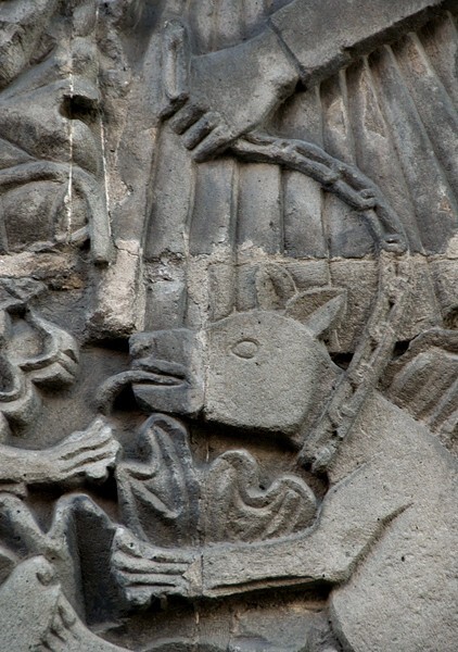 Right pilaster, lower half relief, detail - Casa del que mató el aminal (main portal)