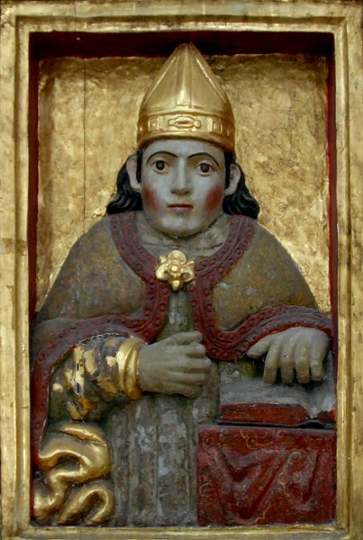 La Transfiguración, high altar predella, St. Ambrose - Façade, porterías, high altar & baptismal font