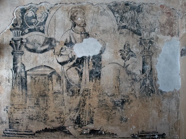 pper cloister walk mural, St. Barnabas - San Juan Bautista