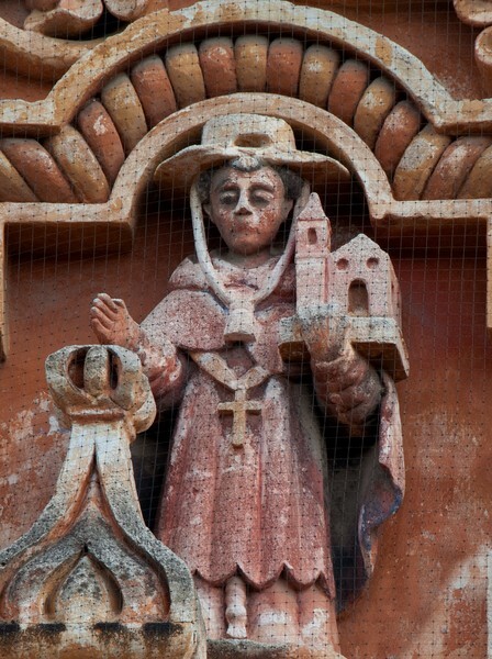 Third story (left), St. Bonaventure - Façade, lateral portal & sacristy door