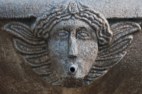 Fountain, cherub relief with spout - Plaza de Armas