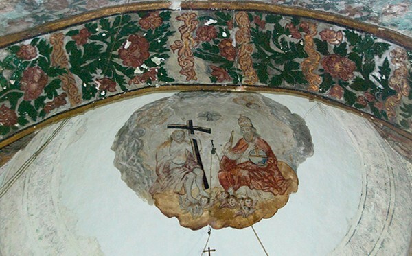 Santa Ana, chancel arch & Trinity mural - Santa Ana del Valle, Oaxaca