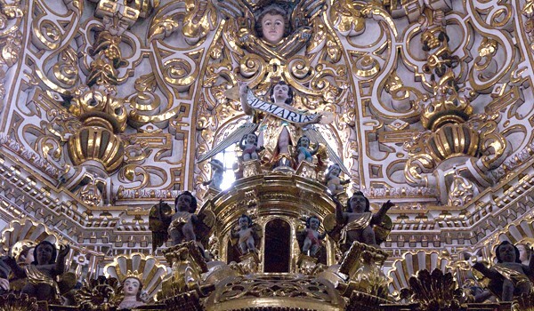 Santo Domingo, Capilla del Rosario, baldacchin & cupola - Puebla, Puebla