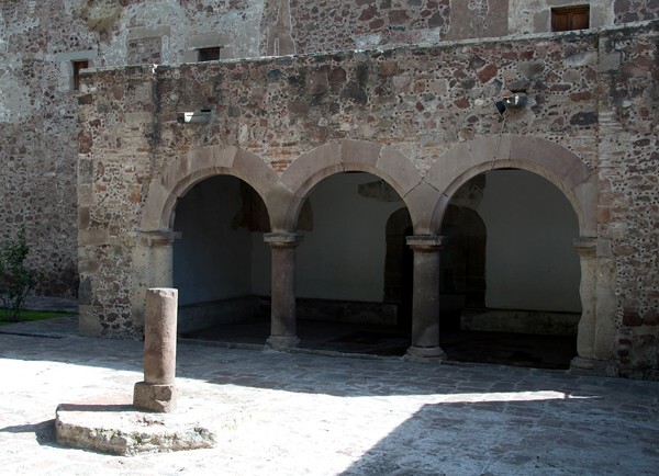 Convento, rear patio arches - San Francisco, façade, portería, cloister & murals