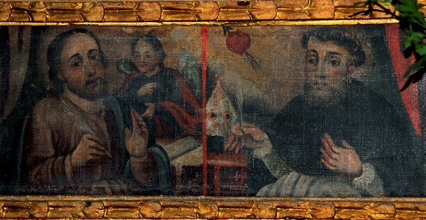 La Candelaria, high altar predella left, SS Matthew & Augustine - San Felipe de los Alzati, Michoacán