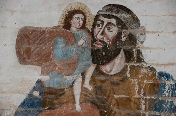 15_Yanhuitlan, Oaxaca, Santo Domingo, cloister stairwell fresco, detai - Convento & Cloister