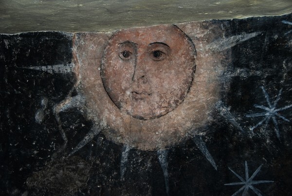 Baptistry mural, sun - San Miguel Arcángel