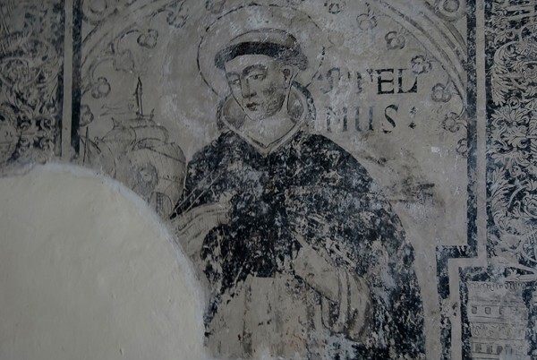 La Asunción, lower cloister walk pillar mural, St. Elmos - Yautepec, Morelos