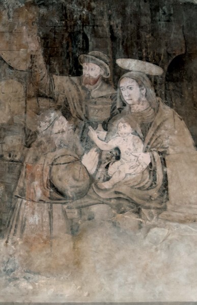 SSecond story cloister walk, lunette mural - Santa María Magdalena, cloister & convento