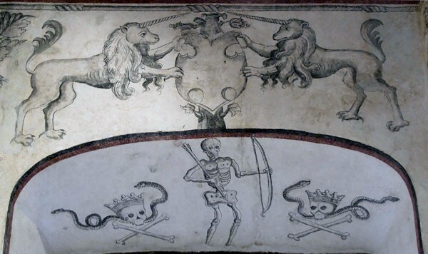 San Gabriel, anteportería cloister door murals - San Gabriel, cloister with murals