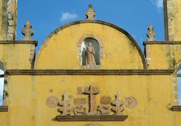 San Francisco, façade relief & gable - Oxkutcab, Yucatán