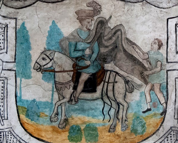 St. Martin of Tours - San Juan Evangelista, lower cloister walk, frieze mural cartouches
