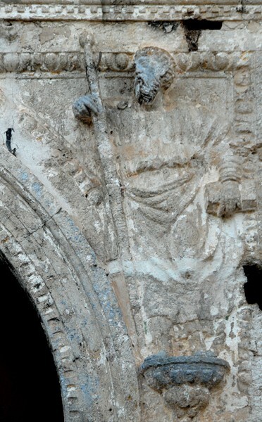 Santa Clara de Asís, façade portal, right spandrel relief, St. Paul - Dzidzantún, Yucatán