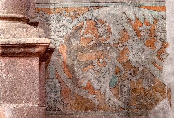 Ixmiquilpan, San Miguel Arcángel, North wall mural, detail right - Battle scene