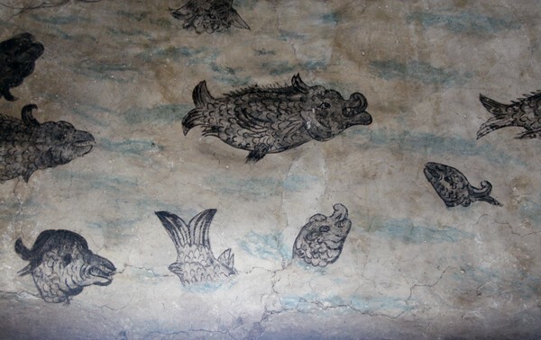 N wall mural detail - Nuestra Señora de La Asunción (Catedral), nave & murals