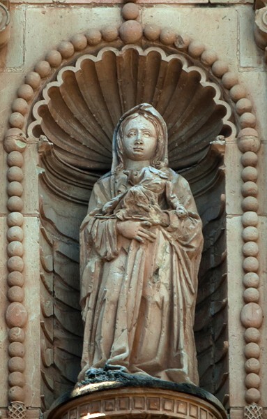 South portal sculpture niche, St. Rose of Lima - Façade