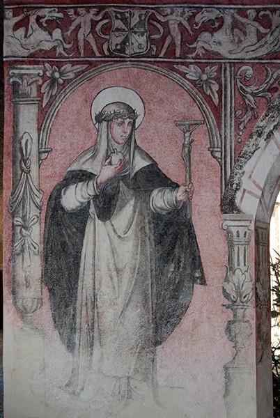 S arcade pier mural - San Juan Bautista, lower cloister walk, S & W arcades, pier murals