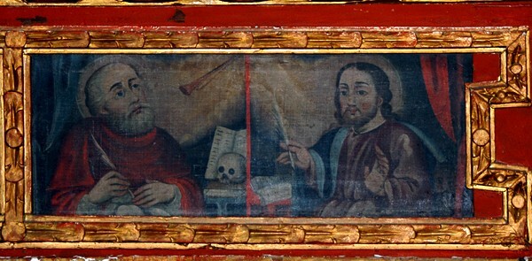 La Candelaria, high altar predella right, SS Jerome & Mark - San Felipe de los Alzati, Michoacán