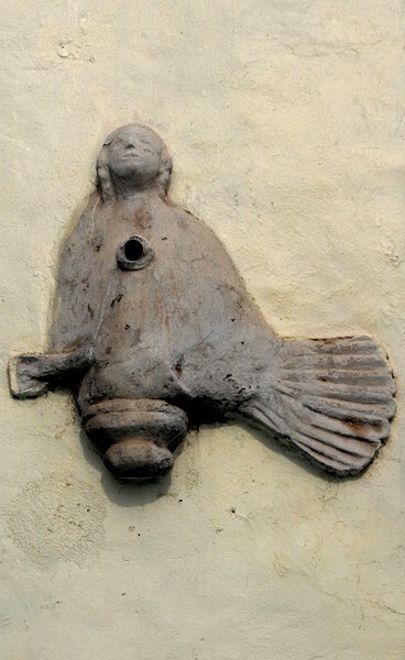 Aqueduct cistern relief, merman - Purándiro, Michoacán