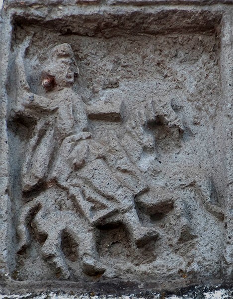 San Miguel, façade gable relief, St. James Moor Slayer - San Miguel Ajusco, México