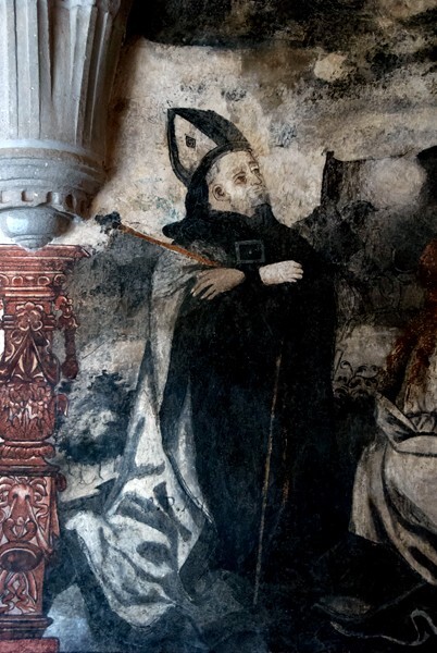 El Divino Señor, upper cloister walk testera mural, Crucifixion detail - El Divino Señor, upper cloister ambulatory & stairwell murals