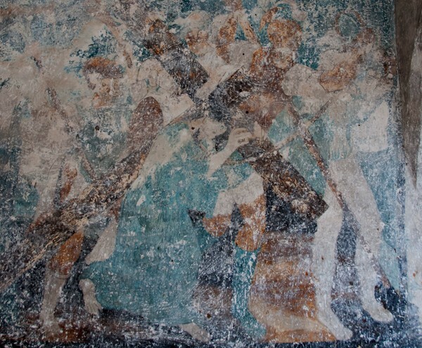 Los Santos Reyes, upper cloister wall mural - Los Santos Reyes, cloister & murals