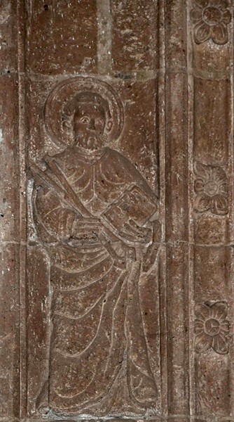 Chancel arch, left base - San Francisco, Nave