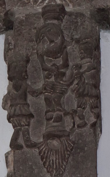 Nave cross, shaft detail. Christ at the Column - San Francisco, crosses