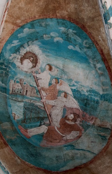 Webbing painting: Jacob's Ladder - Tecamachalco, Puebla, La Asunción de Nuestra Señora, sotocoro