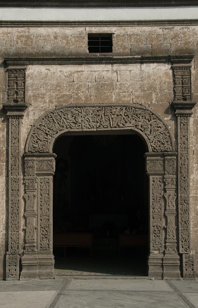 Totolinga, México, San Lorenzo, façade alfiz & main portal - México